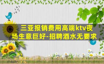 三亚报销费用高端ktv夜场生意巨好-招聘酒水无要求